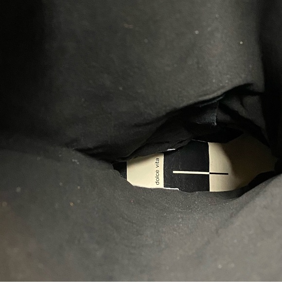 Dolce Vita Fynn Black Suede Crocodile Embossed Leather Heeled Tall Boot 8 - Picture 15 of 16